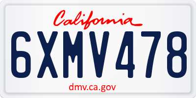 CA license plate 6XMV478