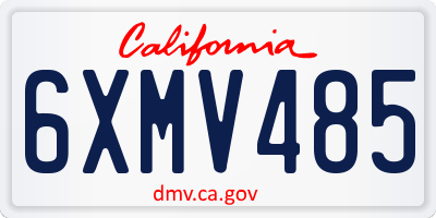 CA license plate 6XMV485