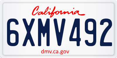 CA license plate 6XMV492