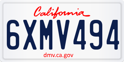 CA license plate 6XMV494