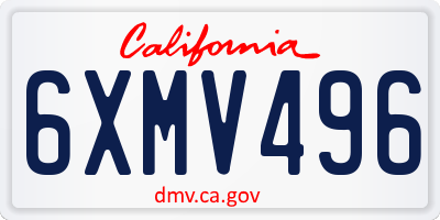 CA license plate 6XMV496