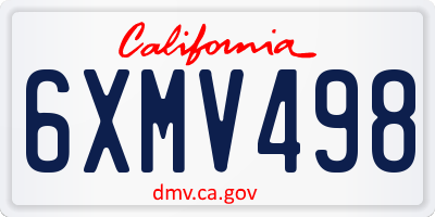 CA license plate 6XMV498