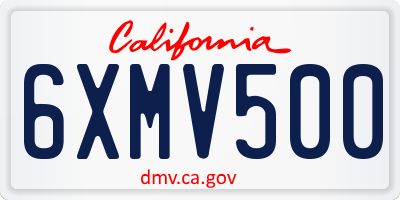 CA license plate 6XMV500