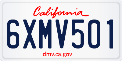 CA license plate 6XMV501