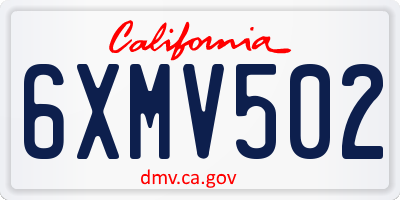 CA license plate 6XMV502
