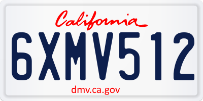 CA license plate 6XMV512