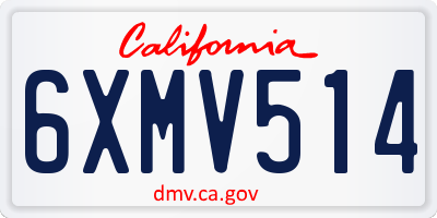 CA license plate 6XMV514