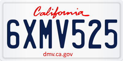 CA license plate 6XMV525