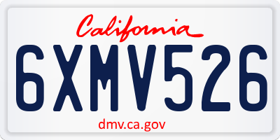 CA license plate 6XMV526