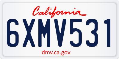 CA license plate 6XMV531