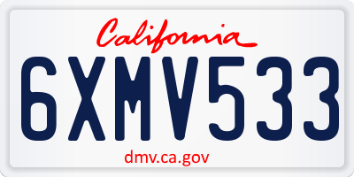 CA license plate 6XMV533