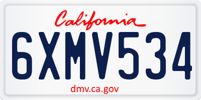 CA license plate 6XMV534