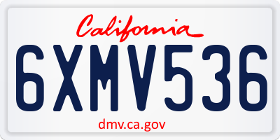 CA license plate 6XMV536