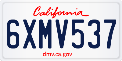 CA license plate 6XMV537