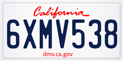 CA license plate 6XMV538