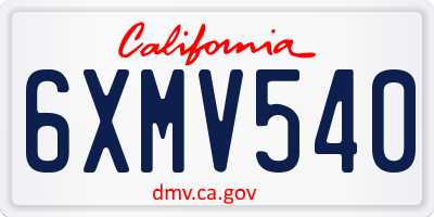 CA license plate 6XMV540