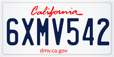 CA license plate 6XMV542