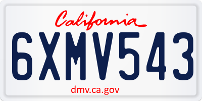 CA license plate 6XMV543