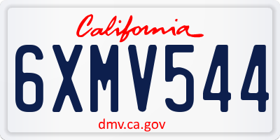 CA license plate 6XMV544
