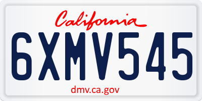 CA license plate 6XMV545