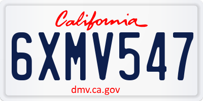CA license plate 6XMV547