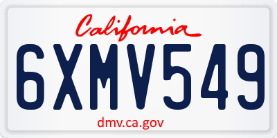 CA license plate 6XMV549