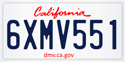 CA license plate 6XMV551