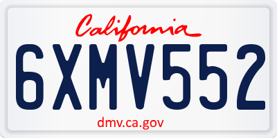 CA license plate 6XMV552