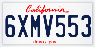 CA license plate 6XMV553