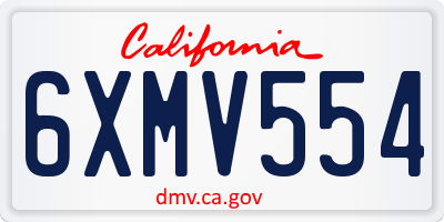 CA license plate 6XMV554