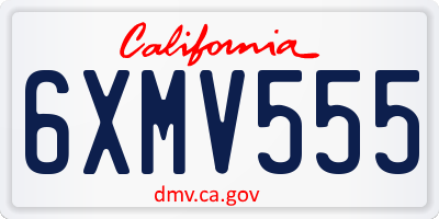 CA license plate 6XMV555