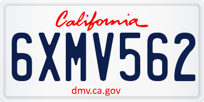 CA license plate 6XMV562