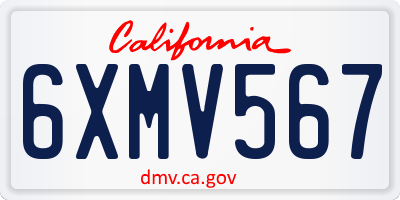 CA license plate 6XMV567
