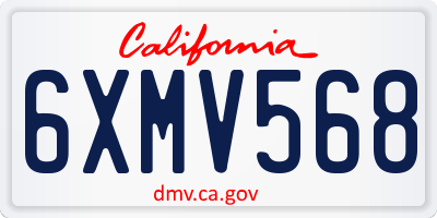 CA license plate 6XMV568
