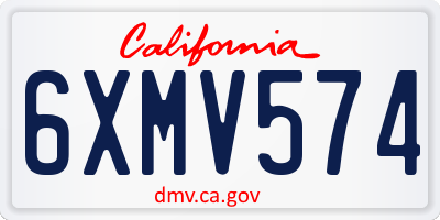 CA license plate 6XMV574