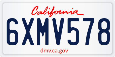 CA license plate 6XMV578