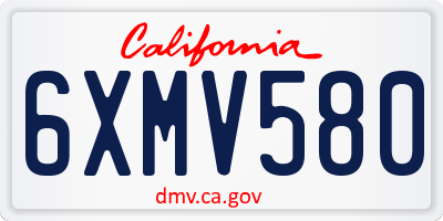 CA license plate 6XMV580