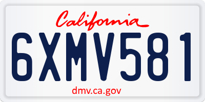 CA license plate 6XMV581
