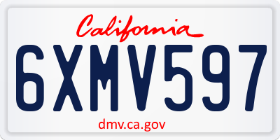 CA license plate 6XMV597