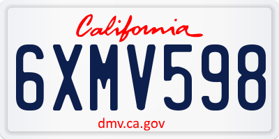 CA license plate 6XMV598