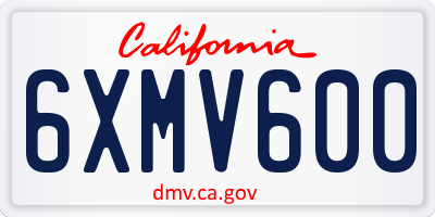 CA license plate 6XMV600
