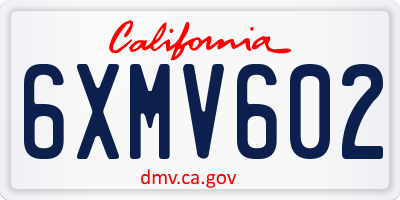CA license plate 6XMV602