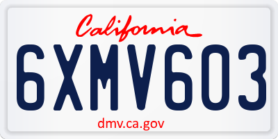 CA license plate 6XMV603