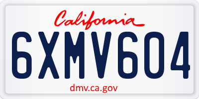 CA license plate 6XMV604
