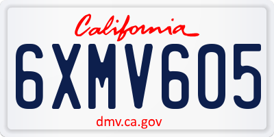 CA license plate 6XMV605