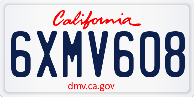 CA license plate 6XMV608