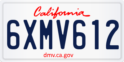 CA license plate 6XMV612