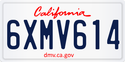 CA license plate 6XMV614