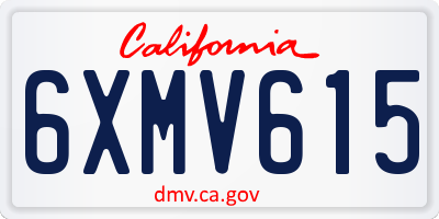 CA license plate 6XMV615