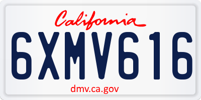 CA license plate 6XMV616
